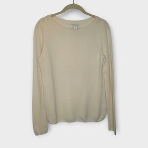 Adrienne Vittadini Cashmere Sweater M Cream Minimalist Capsule